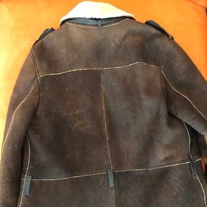 Brown suede sheepskin sherling Coat NEW
